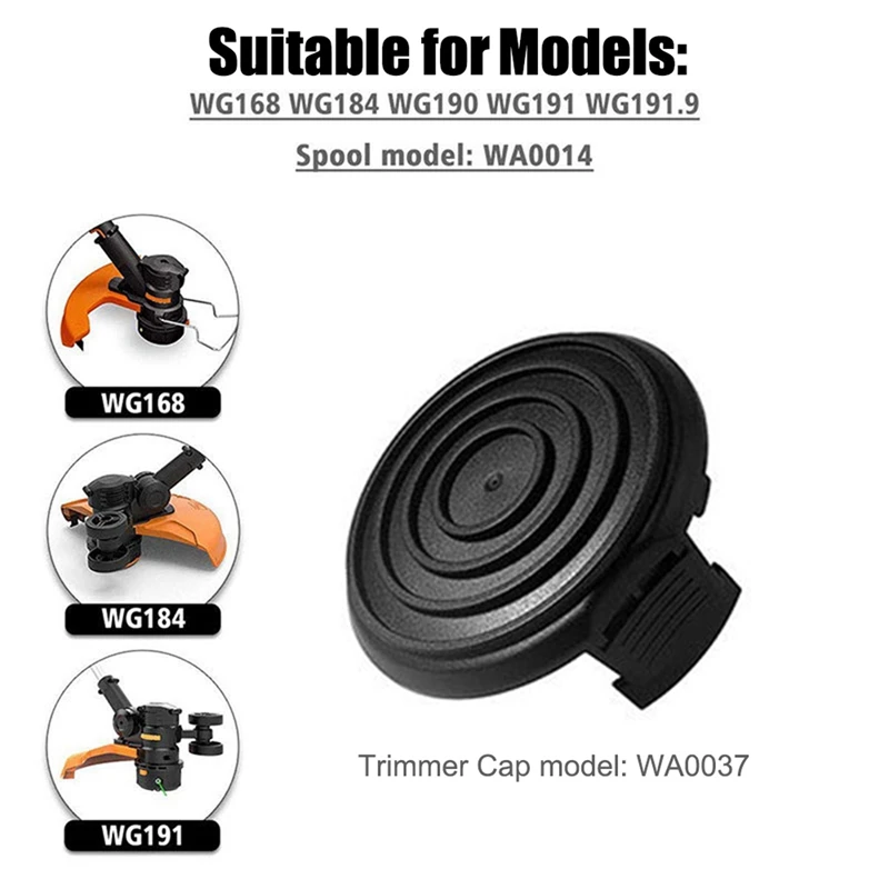 8Pcs WA0037 Spool Cap Cover, Replacement Spool Caps For Worx WG184 WG168 WG190 WG191 Weed Eater Electric String Trimmers