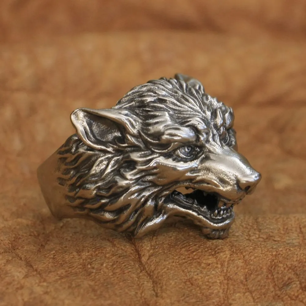 

Cupronickel Wolf Ring Details Biker Punk Jewelry CP163 US Size 7~15