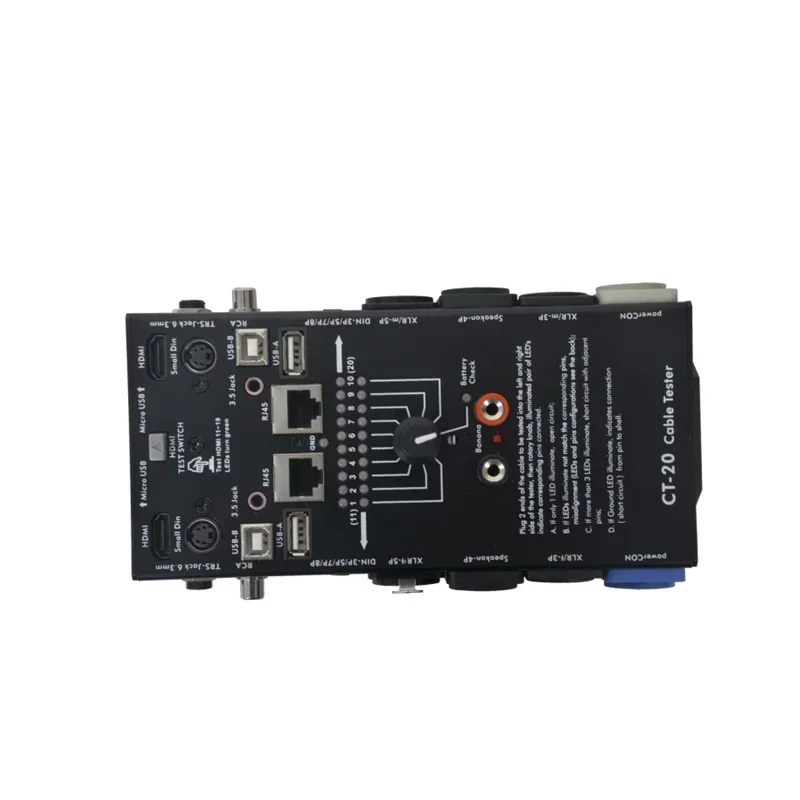 TLF Professional Audio Multifunctional Cable Tester for Stage Lights and Audio Equipments Powercon Speakon XLR USB RCA