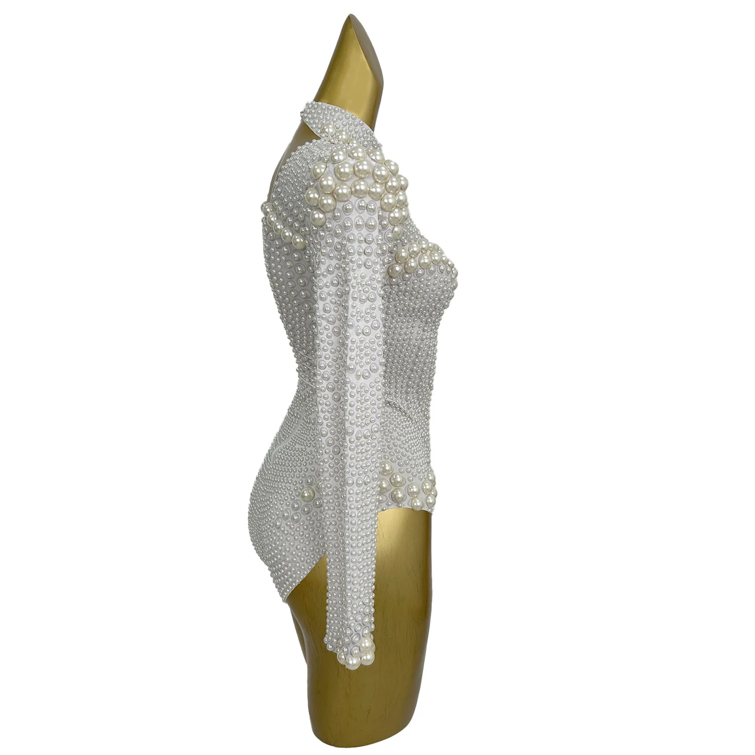 Fashion Elegant Pearl Jumpsuit Acrobatics Performance Pole Dance Stage Performance Costume Beach Pool Party Tight Shorts juanzhu