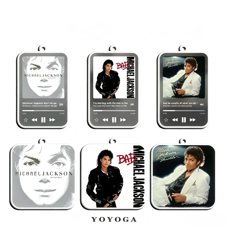 Michael Jackson album cover acrylic keychain, MJ classic merchandise, cute backpack accessory gift
