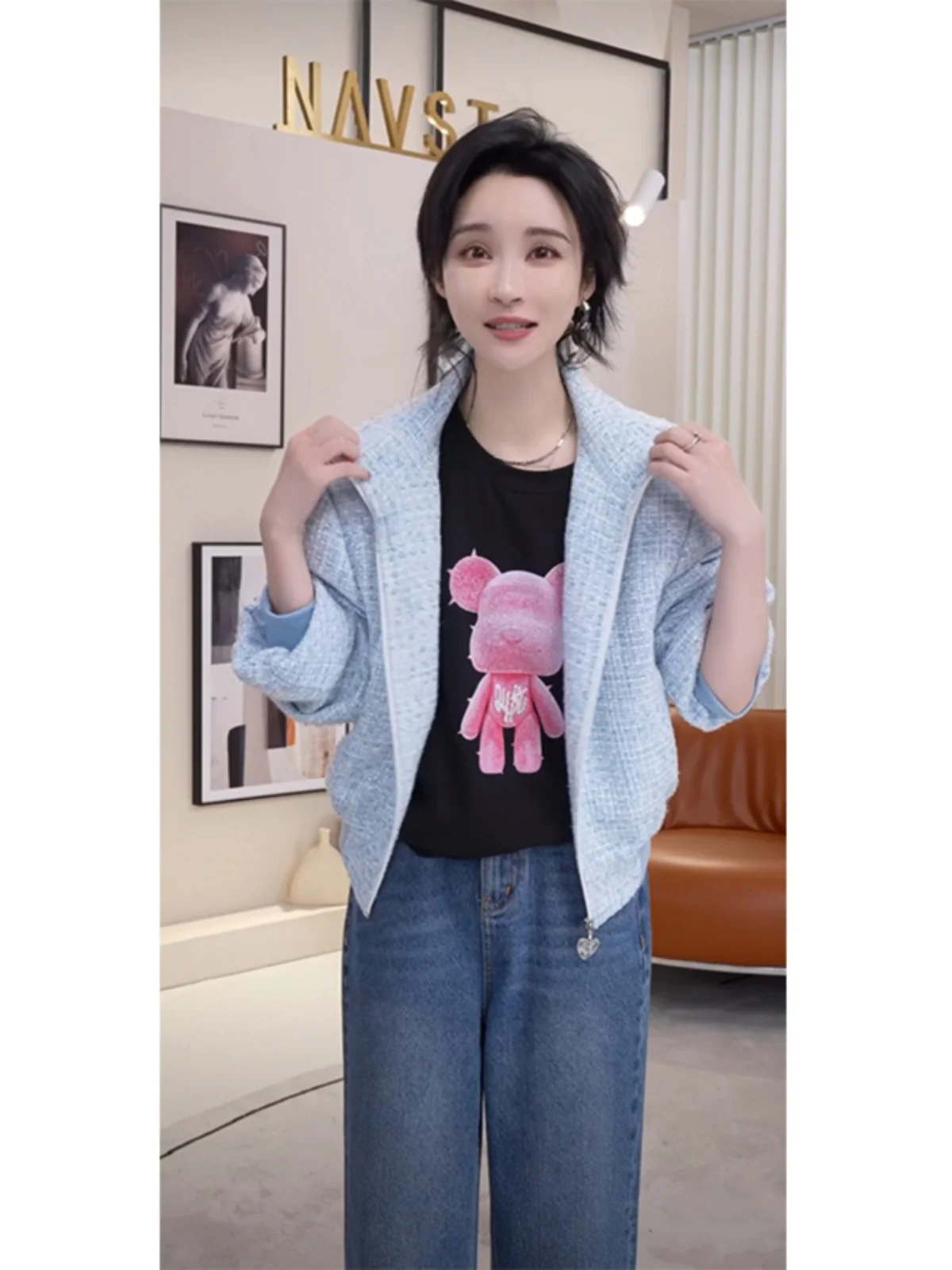 

NANASTORE Casual Sle Stand Collar ort Jaet Women's Outerwear Spring 2024 Fraance Sle Premium Feeling