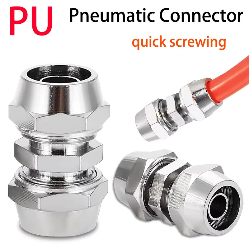 10Pcs PU-4 6 8 10 12 14 16 MM OD Hose Tube Connect PU Tube Direct Pneumatic Connector Quick Fast Twist Air Hose Tube Fitting