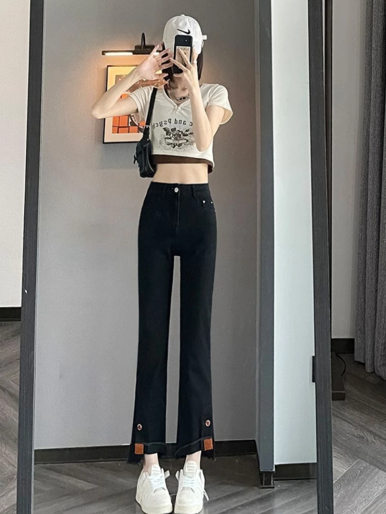 Petite Ankle Length Straight Leg Jeans Women High Waist Slim Fit Cigarette Pants 2026 Spring Fall Versatile Everyday Wear