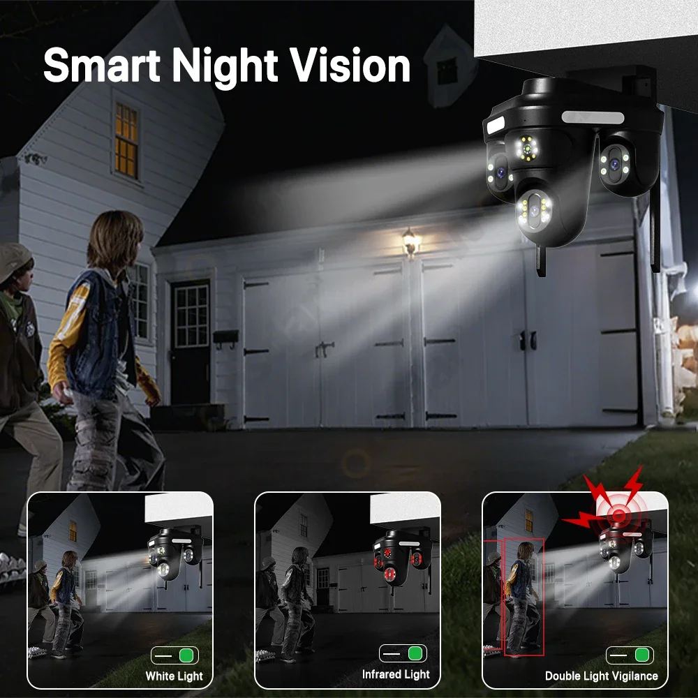 Outdoor 15MP HD Three Screen WIFI IP Camera Three Lens PTZ Camera Ai Human Detection CCTV Video Security Cam iCsee