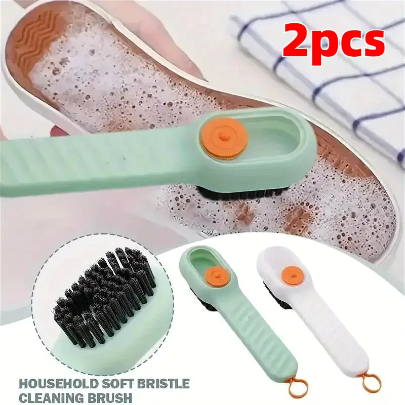 1/2Pcs Cleaning Brush Soft Bristled Liquid Long Handle Multifunction Cleaning Shoe Brush with Hook Clean Tool Clothing Clean