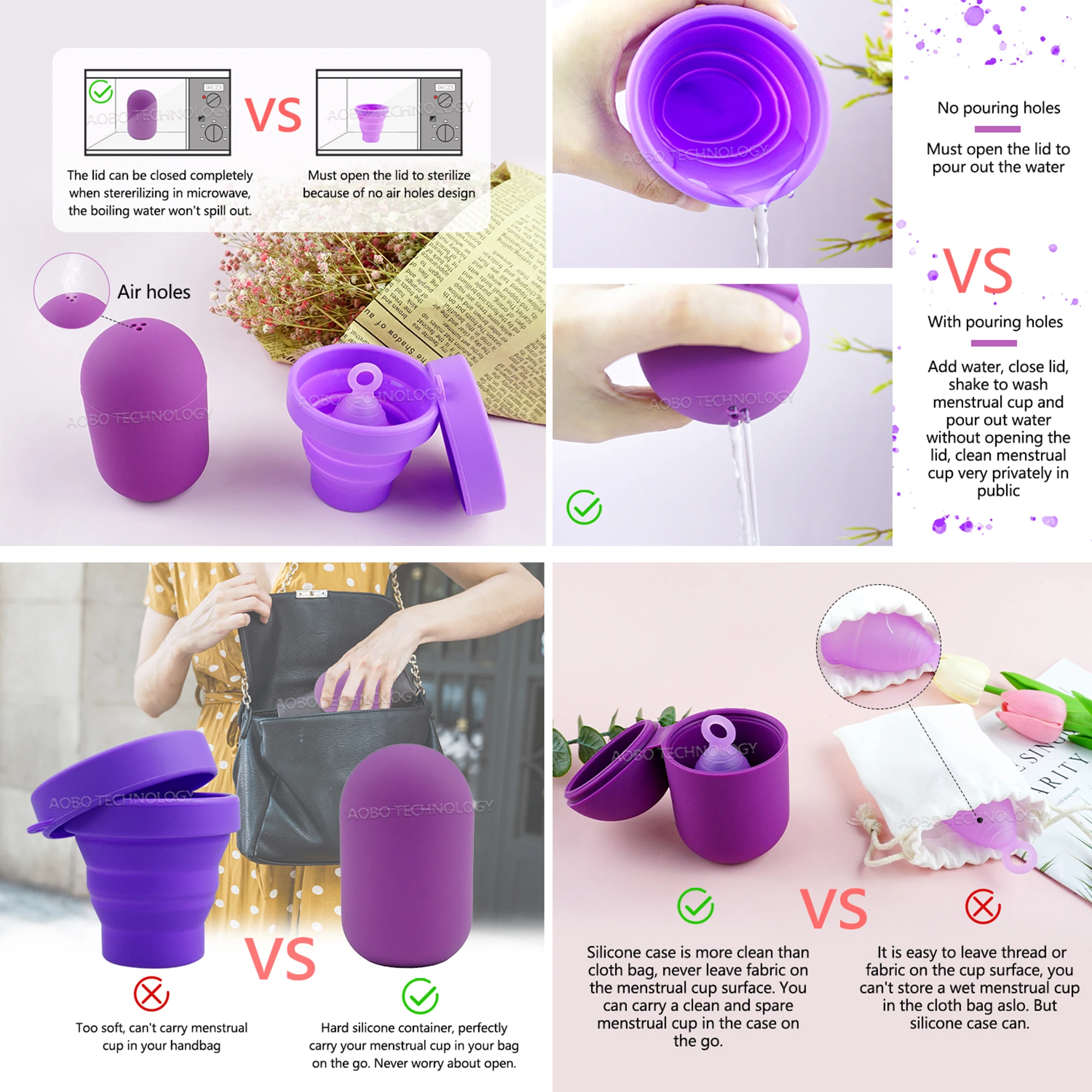 Siliconen Case Sterilisator Bpa-Vrije Reiniger Container Om Te Reinigen En Op Te Slaan Menstruatie Cups Sterilisator