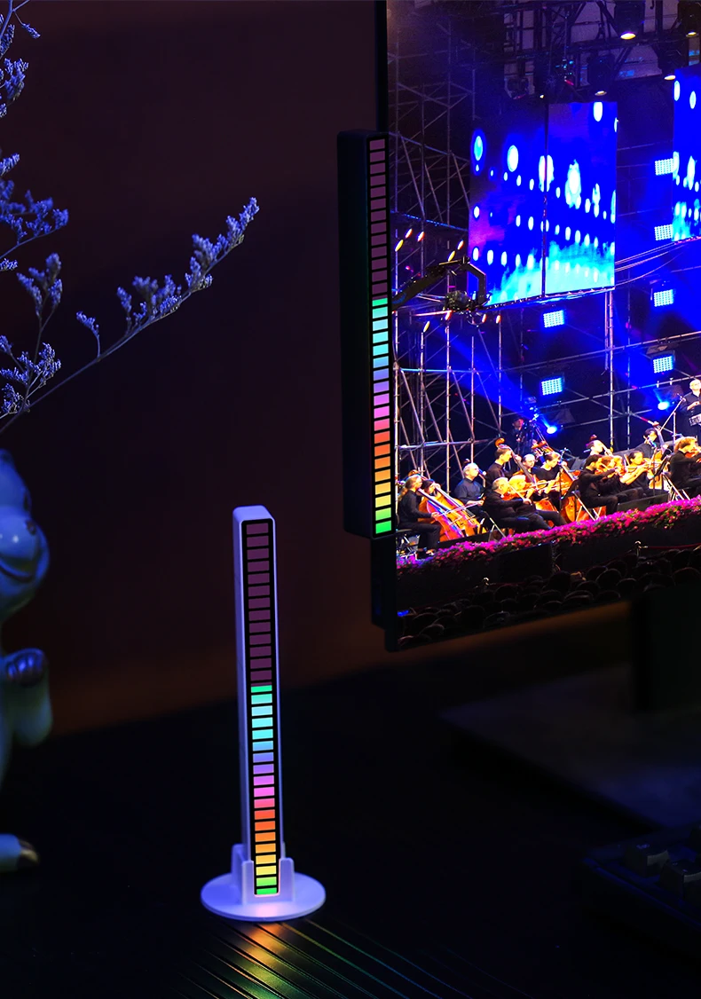 RGB Voice Control Synchronous Rhythm Light Internet Popular Colorful Music Ambient Light Car Desktop Induction Creative Led Pick