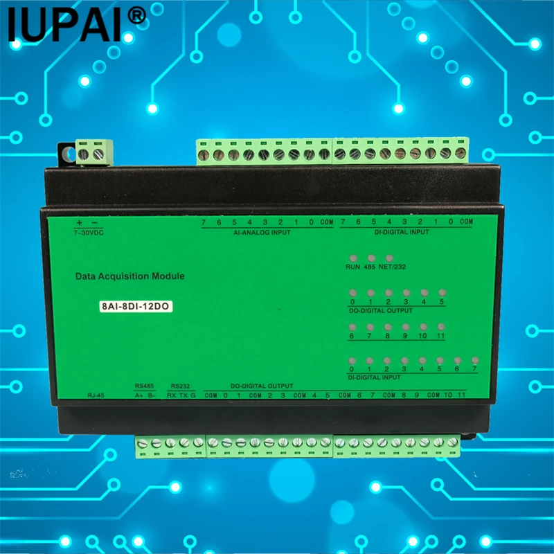 

8AI-8DI-12DO 8-way AI Analog Acquisition, 8-way DI Switch Input, 12-way DO Relay Output, Modbus TCP Industrial Automation Module