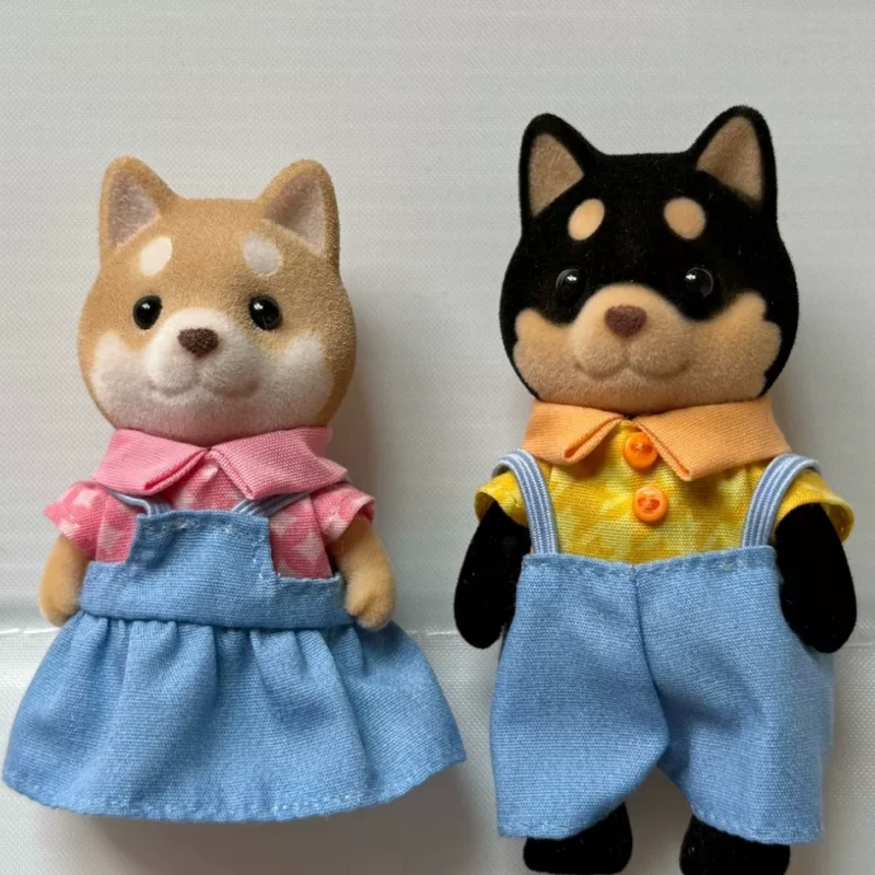 Anime Original Sylvanian Shiba Dog Family Set Kawaii Figure Collectible Model Doll Birthday Gift Kids Toys Christmas Gift