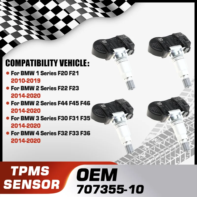 

707355-10 For BMW F20 F21 F22 F23 F30 F31 F32 F33 F36 F44 F45 F46 TPMS Tire Pressure Monitor Sensor System A2C59517073 433 MHz