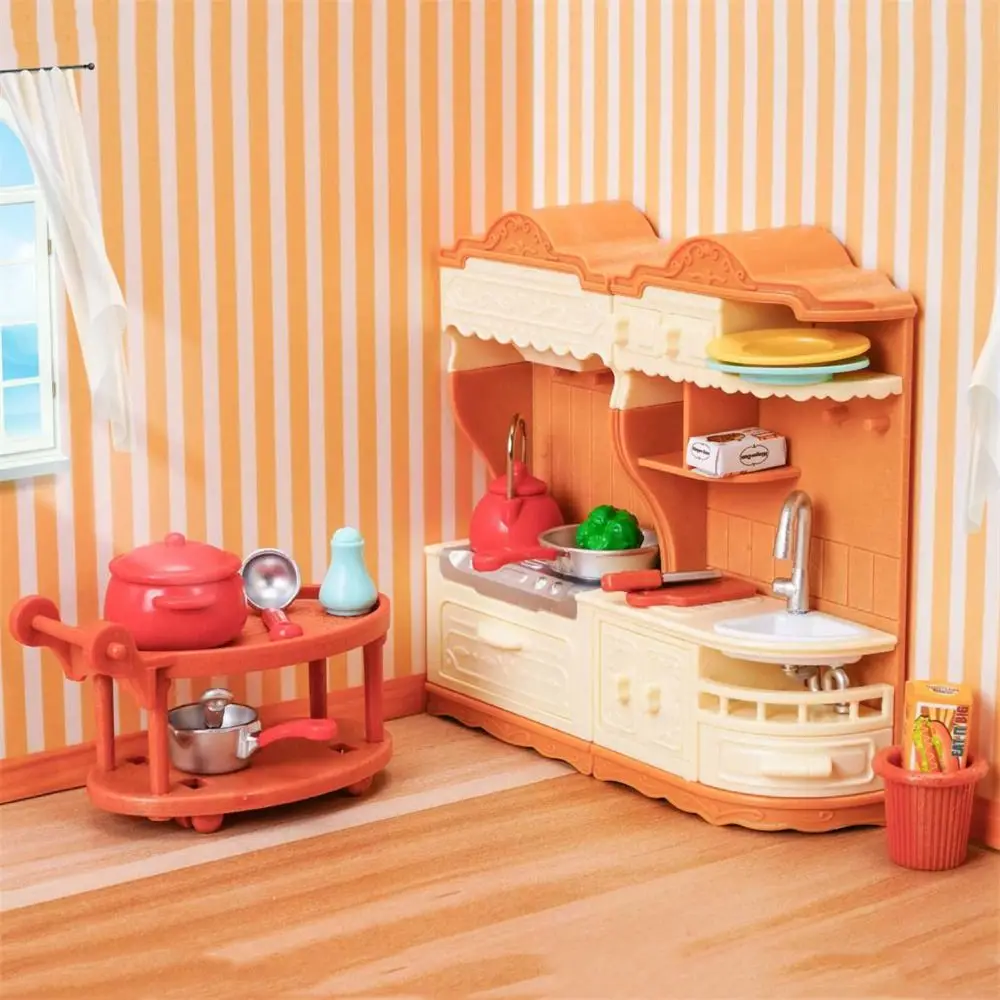 Móveis em Miniatura para Casa de Bonecas e Cozinha: Brinquedo de Faz de Conta para Crianças - Família na Floresta, Banheiro e Jardim