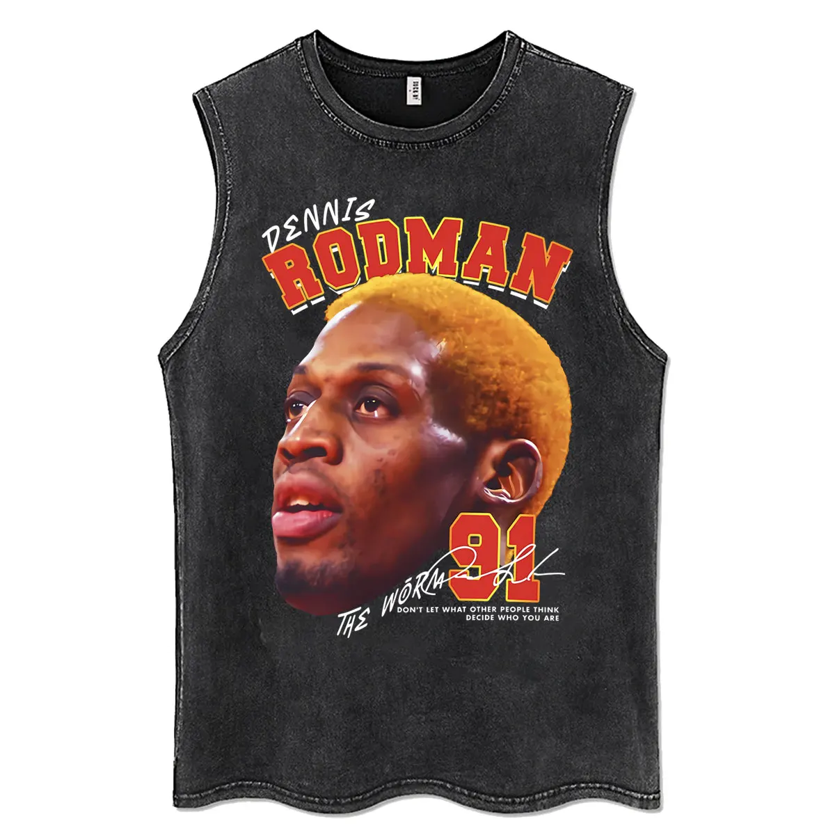 The Worm Dennis Rodman Head Graphic Vintage Washed Tank Tops Men Women Fashion Oversized Vest T Shirt Male Retro Cotton T-shirt