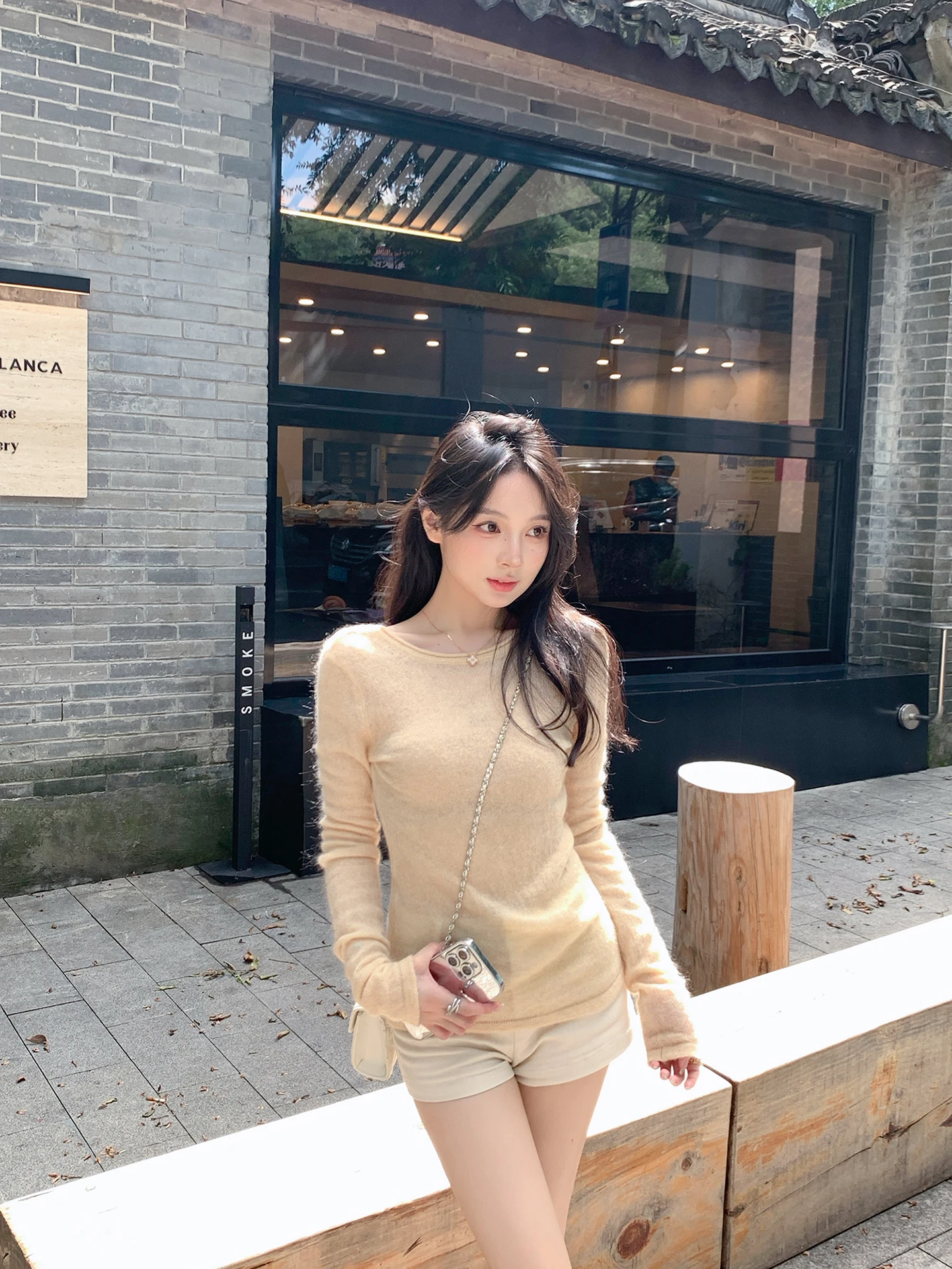 

ZhouYeye женский вязаный свитер Long Sve Sweet Sle, внутренняя одежда, базовый слой, верхний цвет, бежевый, осенне-зимний сезон Faion