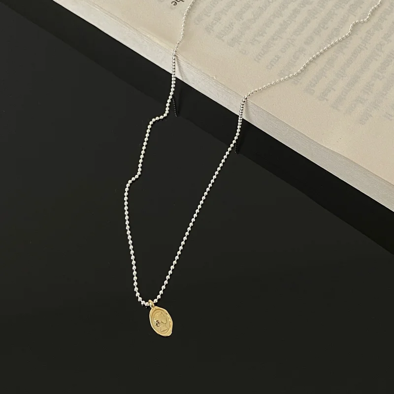 Fan Zhiqiao South Korea925Sterling Silver Necklace Portrait Women's Accessories Ornament Simple Personality Light Bead Necklace