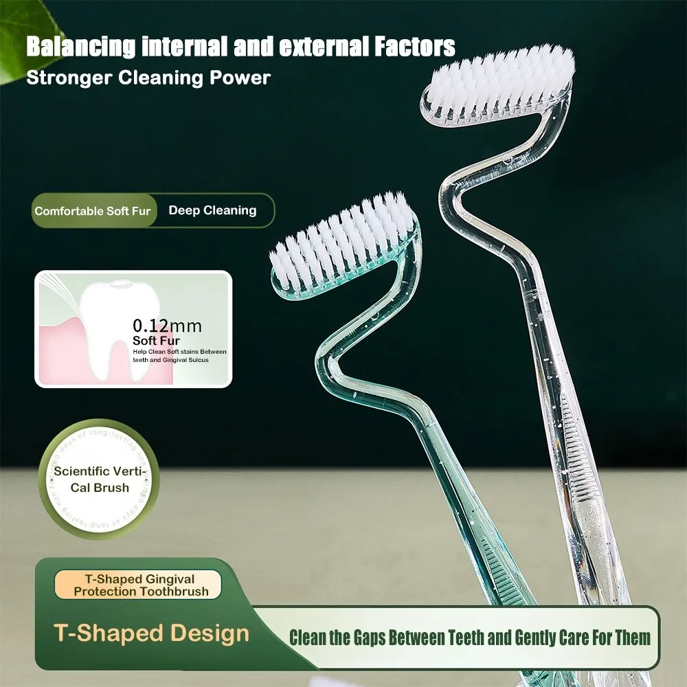 New Soft S-shaped Toothbrush Massage Tongue Coating Cleaning Vertical Toothbrush Oral Care Interdental Brush Adults