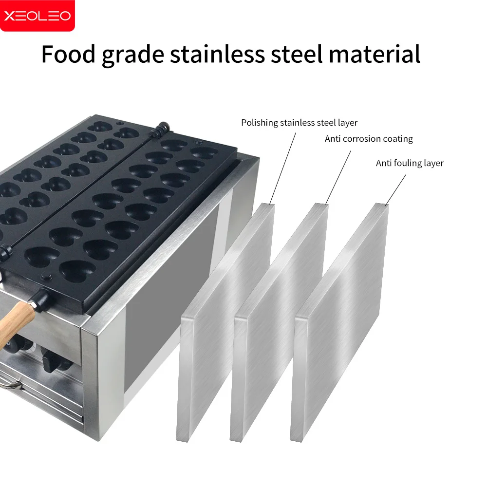 XEOLEO 16 Löcher herzförmige Mini-Pfannkuchen-Waffeleisen 3000 W kommerzielle Mini-Pfannkuchenmaschine Poffertjes-Grillmaschine