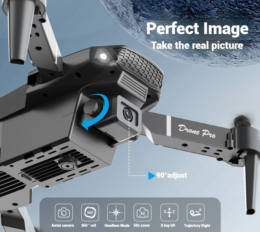 

New E88 Pro Drone 4K Professional Grade with 1080P Wide Angle Dual HD Camera, Collapsible WIFI FPV Aerial Stabilization Platform