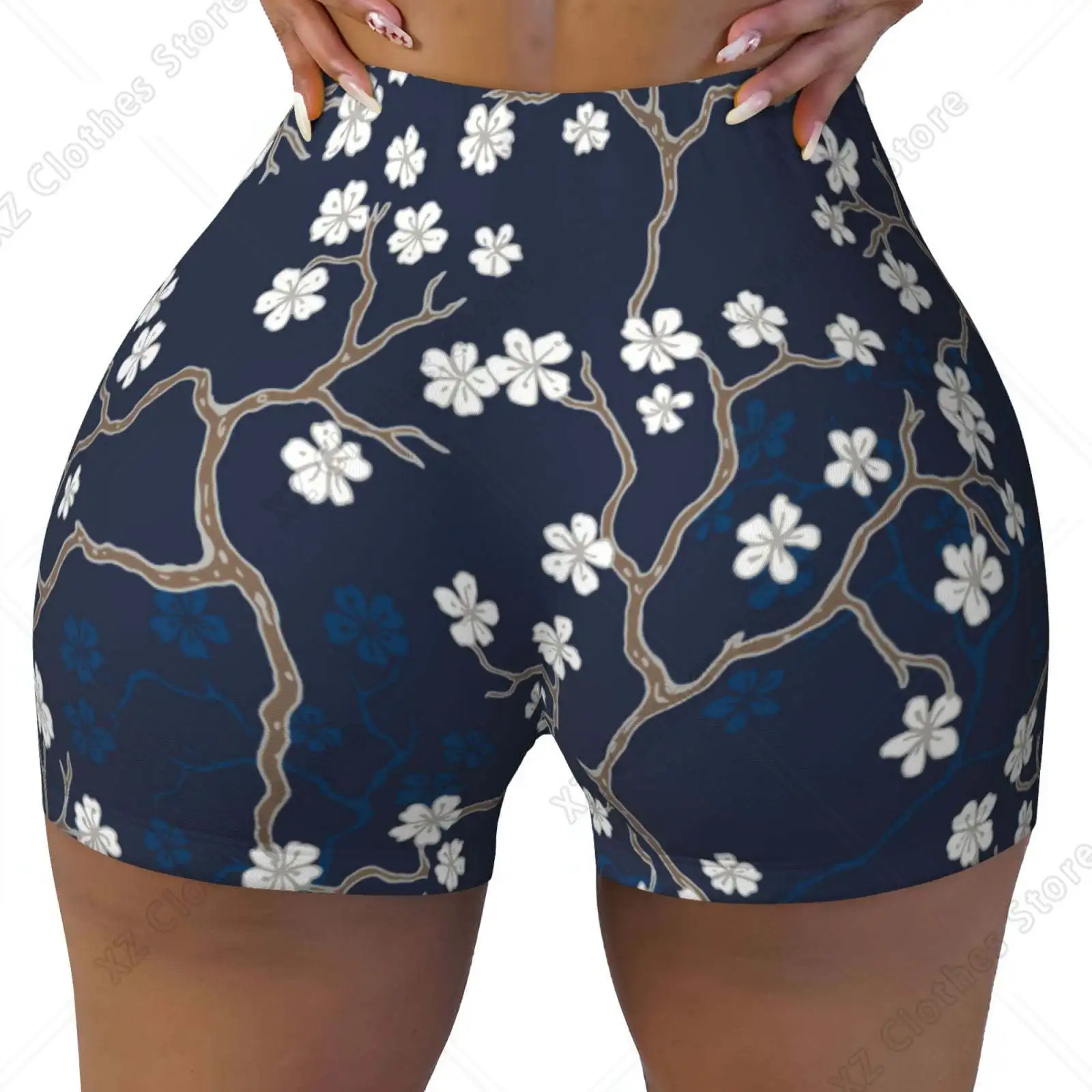 Cherry on Background print Workout Shorts for Women Seamless Soft Smooth Gym Yoga Scrunch Active Exercise Fitness Shorts
