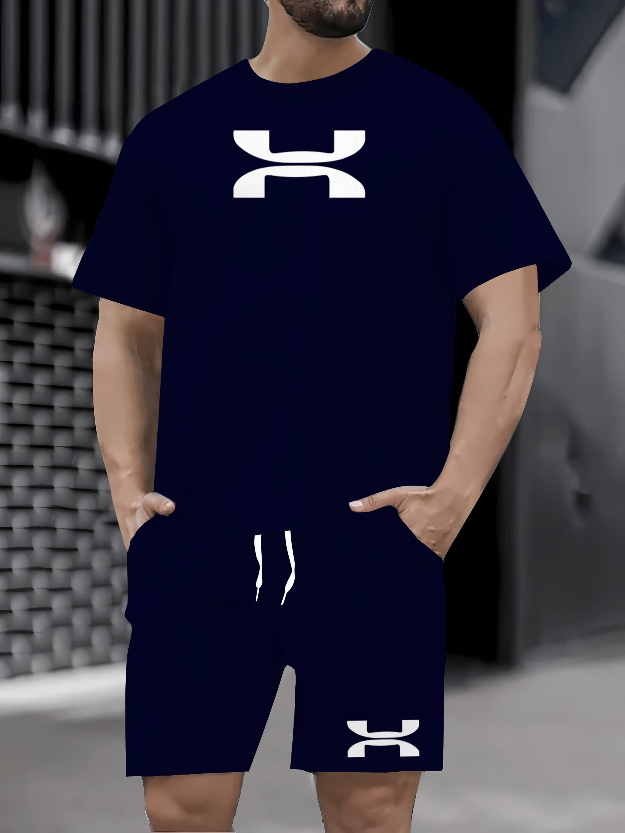 

2025 Summer New Men's T-shirt Shorts Set Fashion Men's Printed Short Sleeve Two Piece Set Outdoor Beach Sports Men's Set