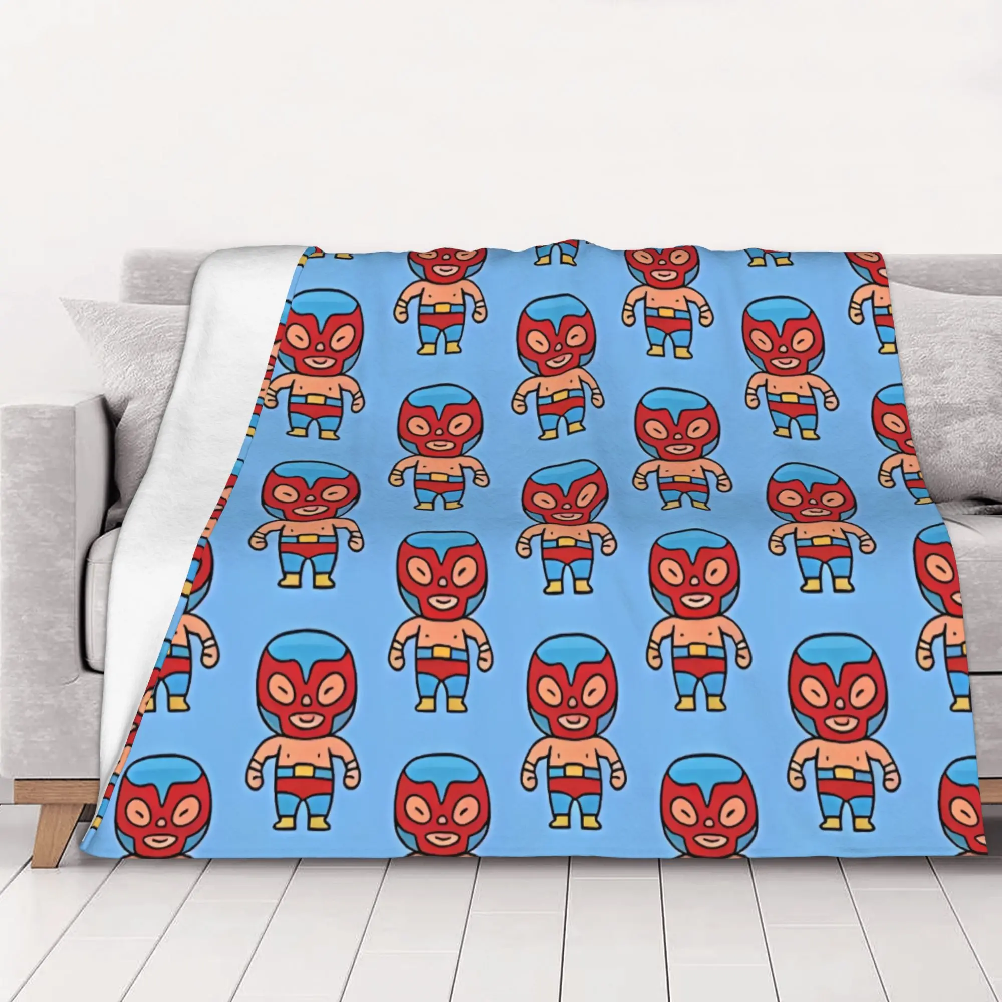 1PC home Cutecore Kawaii Cute Luchador Mexican Luchador Blanket Super Cosy Plush Home Living Room Sofa halloween