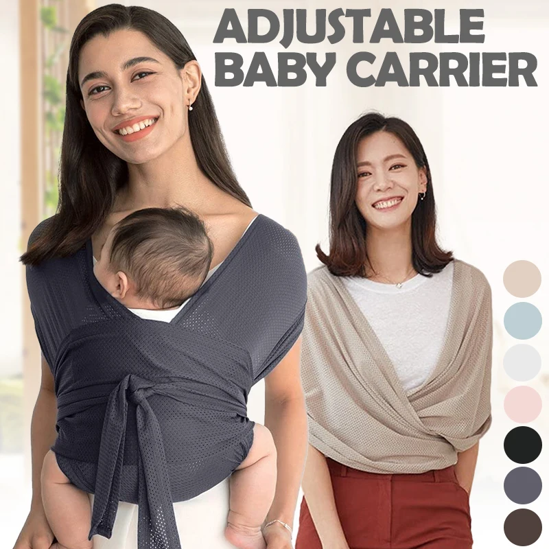 

Adjustable Baby Carrier Summer Breathable Grid Cross Simple Back Towel X-type Front Hold Parenting Back Towel T-shirt Universal