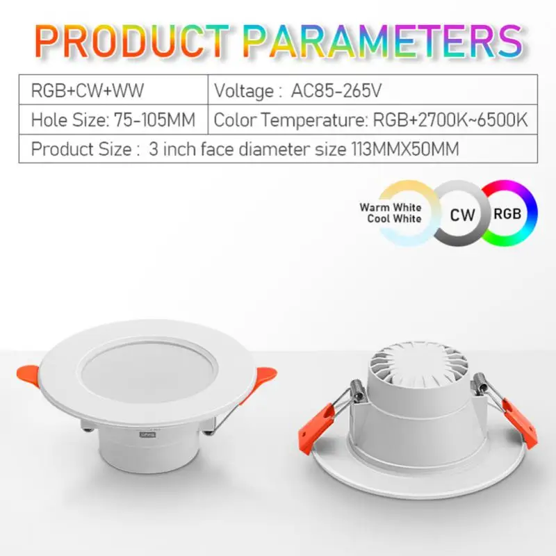 CORUI-Tuya Downlight Compatível com Bluetooth, Lâmpada LED Spot Colorido, Luz Redonda Embutida, Trabalho com Vida Inteligente, Alexa, Google Home