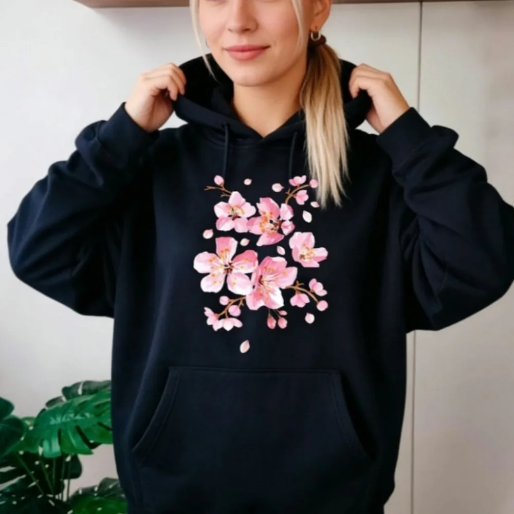 Cherry Blossom Hoodie Sakura Sweatshirt Flower Aesthetic Floral Women Tops Japanese Streetwear Festival Travel Clothing