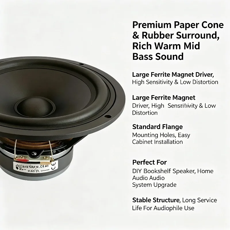 P17WJ00-04/08 6.5 Inch HiFi Midwoofer Speaker Driver PP Cone Cast Aluminum Basket 4Ohm 8Ohm 80W OD