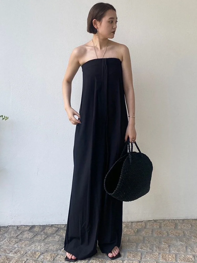 

Todayful Summer New Simple Straight Leg Floor-Length Pants Rer Women's One-Piece Strapl Gown High Waist Wide Leg Trousers