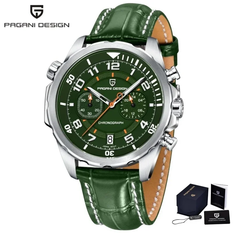 PAGANI DESIGN PD-1811 Chronograph Men Quartz Wristwatch, Japan TMI VK64 Movement, Rotating Scale Dial, Sapphire Crystal Luminous