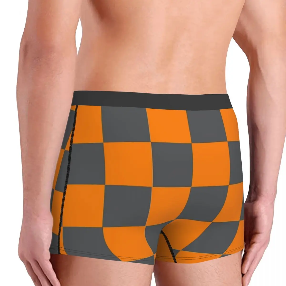 الملاكم السروال السراويل تينيسي برتقالي وسموكي رمادي مدقق نمط سراويل الذكور ملابس داخلية جيدة التهوية لهدايا رجل أوم