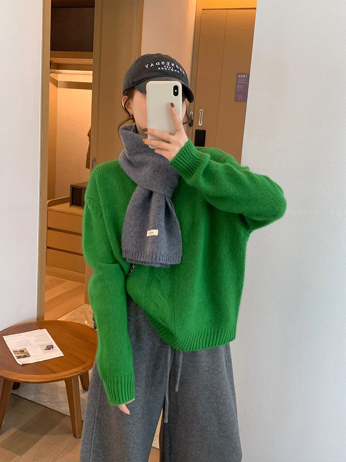 

Love Devil Fi женский вязаный свитер однотонного цвета круглый шерстяной свободный крой топ осень-зима новый универсальный длинный све