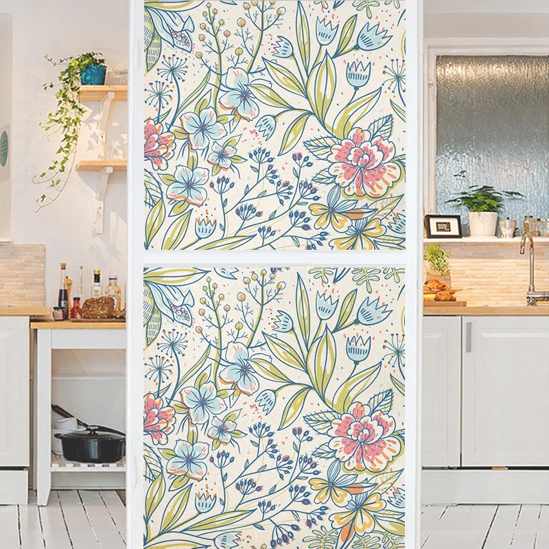 40-120cm Frühlings blumen Fenster folie Vinyl Glas folie Privatsphäre Schutz Aufkleber Glasfenster Folien Büro Wohnkultur