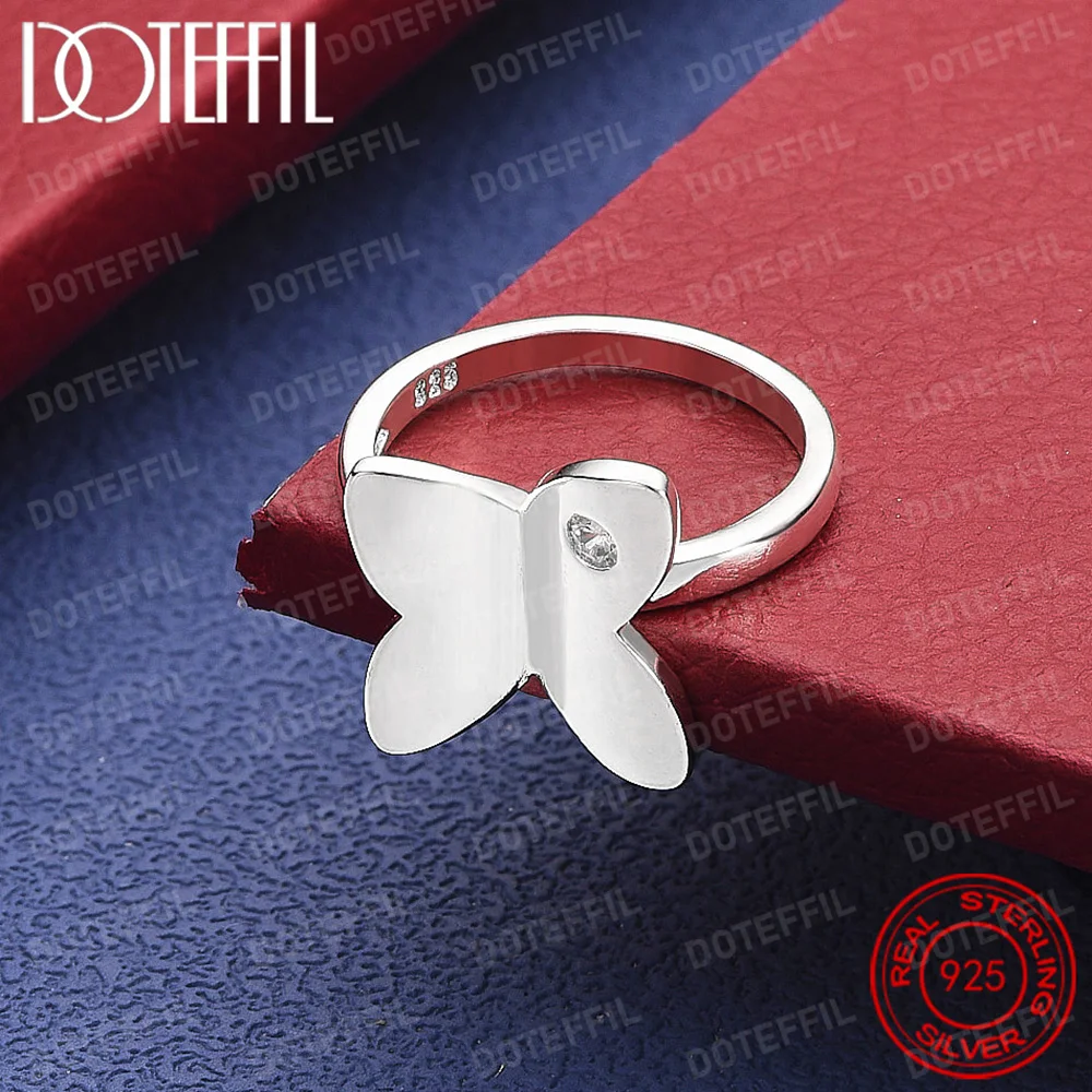 

925 Sterling Silver Butterfly Design Ring AAA Crystal Attractive Accessory Wedding Jewelry