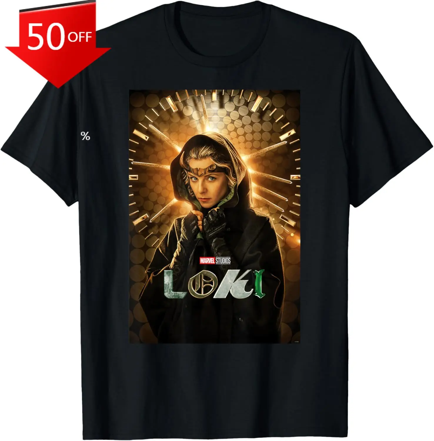 

Marvel Loki Sylvie Disney+ Character Poster T-Shirt Men's Women's Lightweight Short-Sleeve T-Shirts