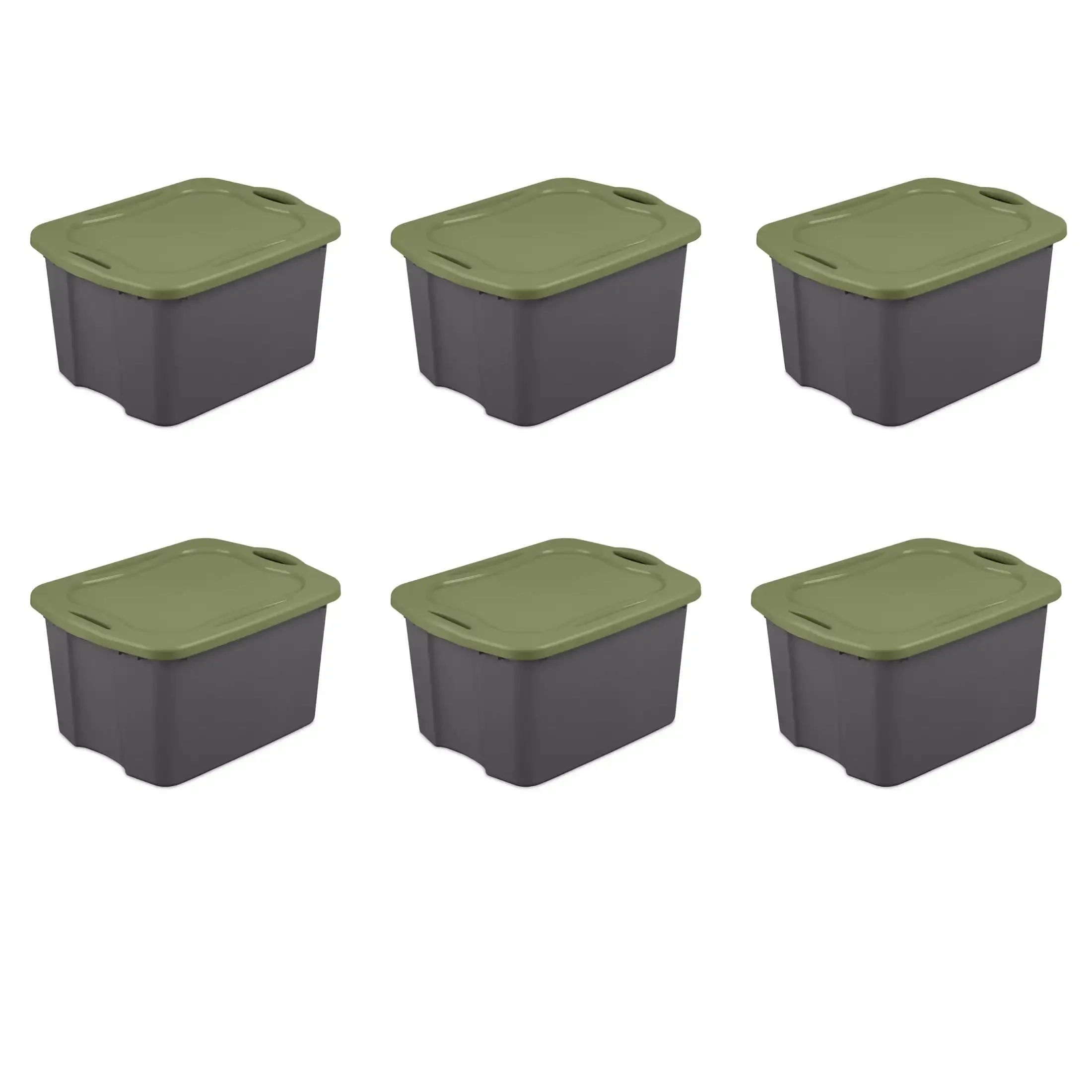 

Hot sale17.5 Gal. EZ Carry, Plastic Storage Bin, Full-Grip Handles, Gray/Green, 6 Count