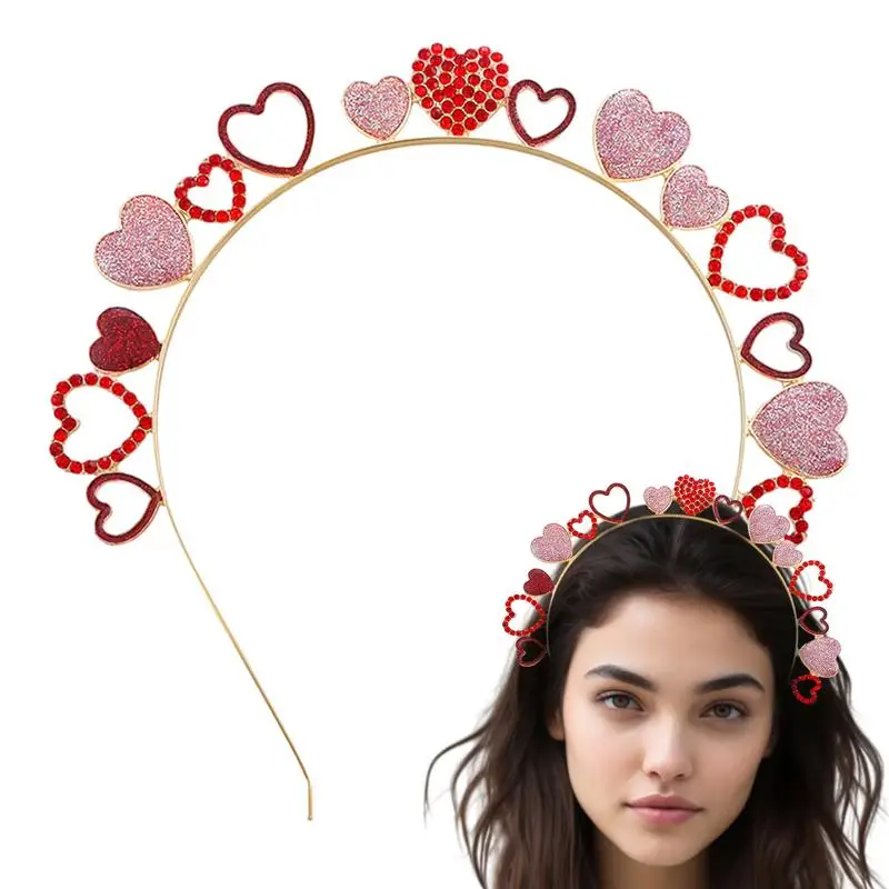 Valentines Day Heart Headband Glitter Hairband Headpiece Bling Hairband Parties Decorations Parties Hair Accessory Birthday