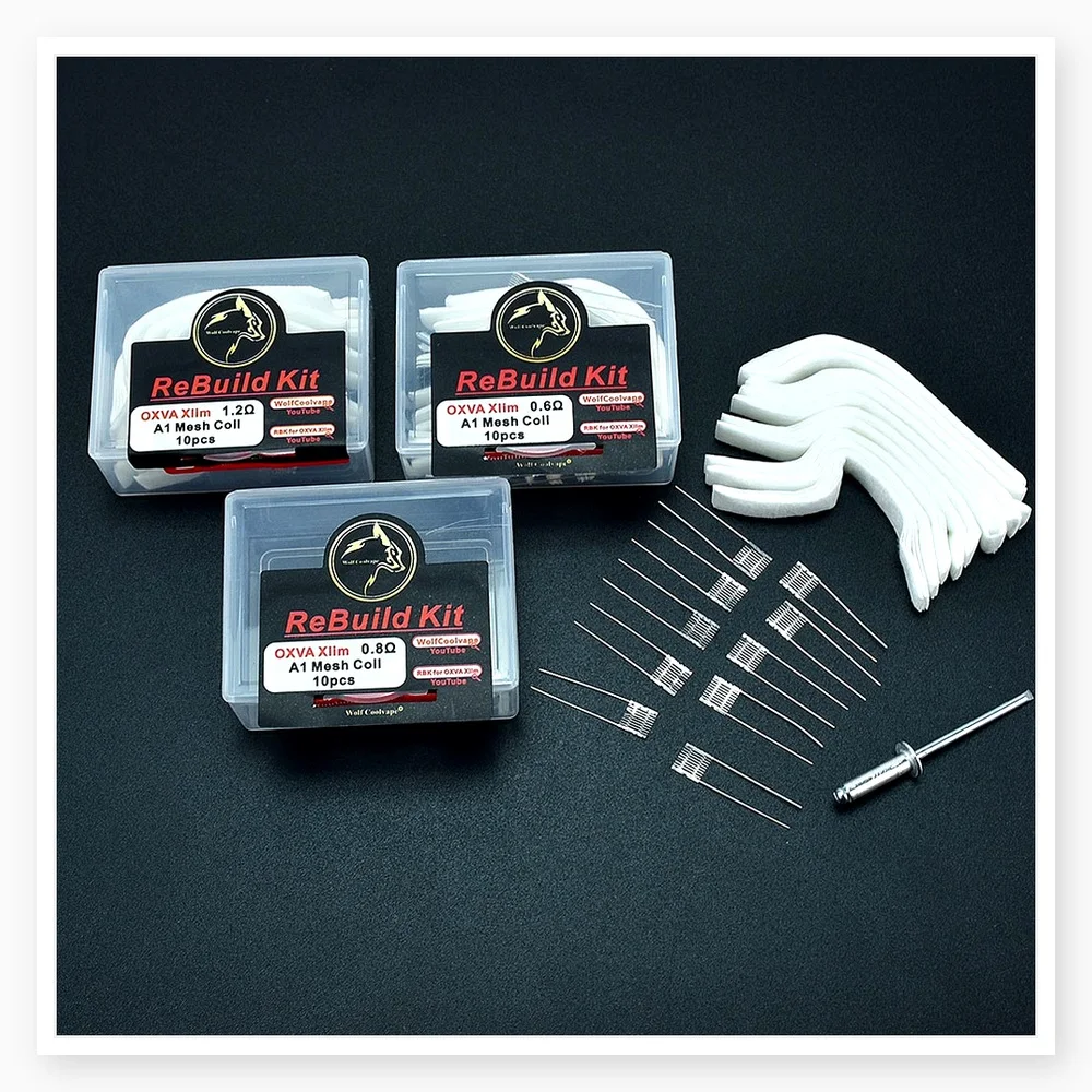 DIY Rebuild Kit for OXVA Xlim - 10pcs A1 Mesh Coils (0.6ohm/0.8ohm/1.2ohm) with Cotton