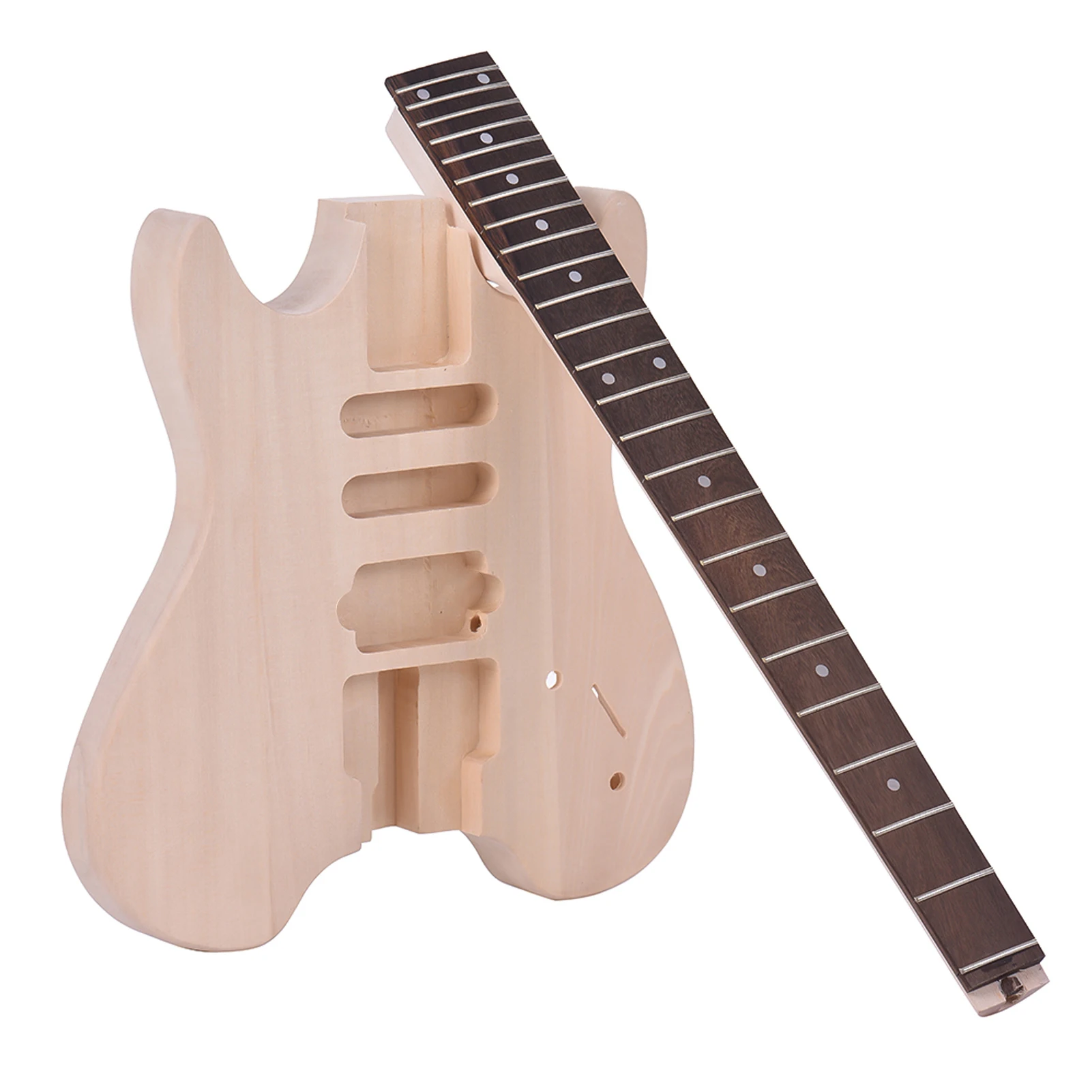 Unfinished DIY Electric Guitar Kit Basswood Body Rosewood Fingerboard Maple Neck Special Design Without Headstock