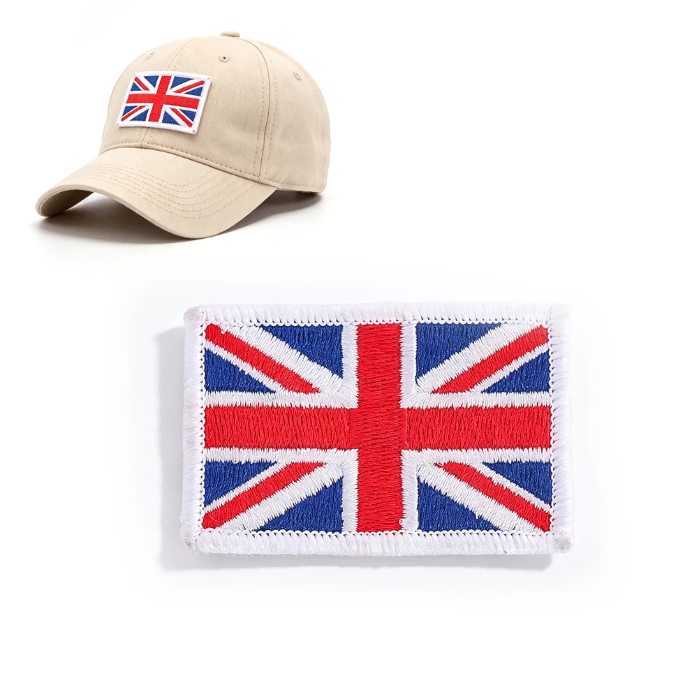 Lustiger, mit der UK-Flagge bestickter Aufnäher mit Klettverschluss, abnehmbares Stoffornament für Hut, Jacke, Rucksack, DIY-Deko – Detail 1