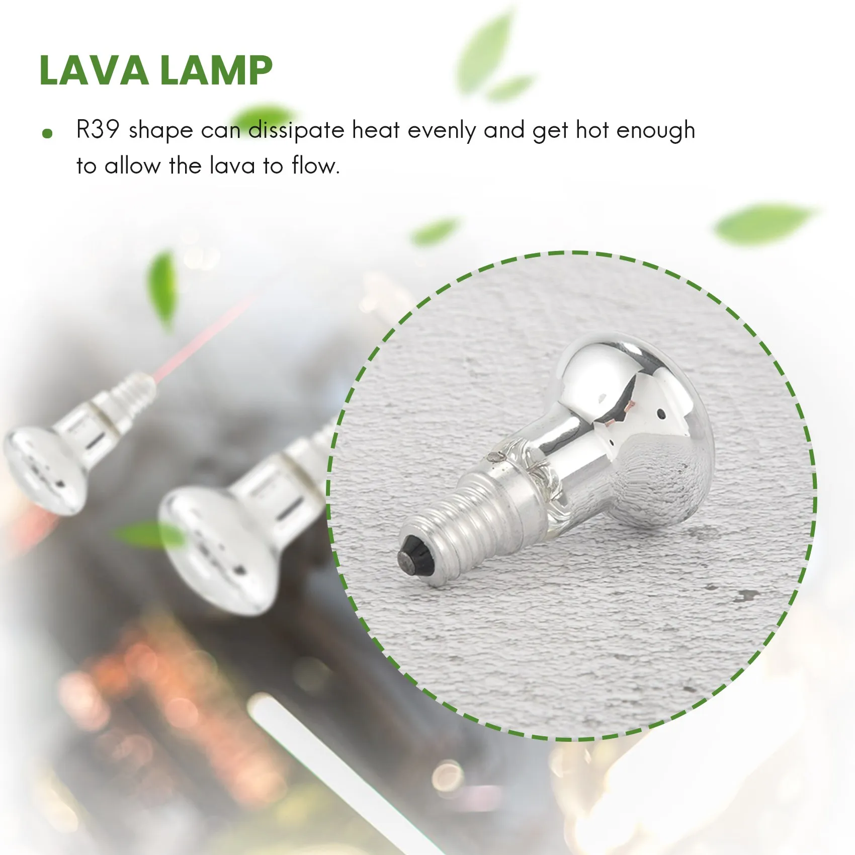 A013 Lámpara de lava de repuesto E14 R39 30W Bombilla de foco con tornillo Reflector transparente Bombillas de luz de punto Lava incandescente 3 piezas