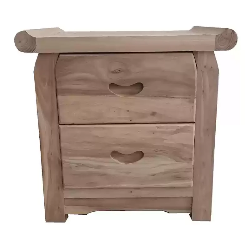 Rustic Elm Wood Corner Cabinet, Sturdy Low-Profile Storage Bench, Traditional Chinese Drawer Dresser with Anti-Tip Design