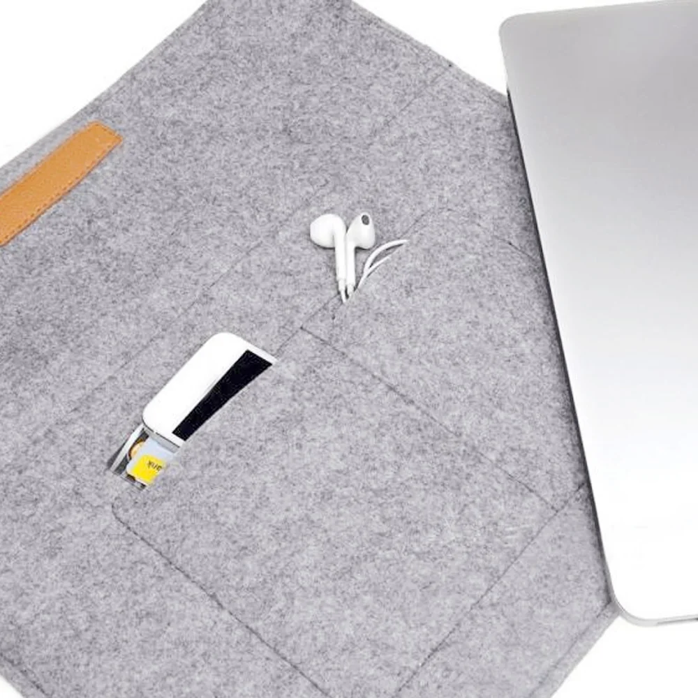 Besegad Felt Carrying Laptop Envelope Case Bag Sleeve for Macbook Air Pro Retina 11 12 13 15 inch w/ Charger Magic Mouse Bag