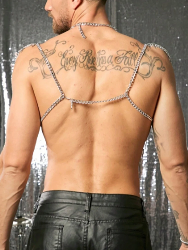 Tassels Chain Body Shoulder Sexy Body Metal Chains Man Punk Silvery Clubs Wear Gothic Harness Vest Accessory Performance Party - view 2
