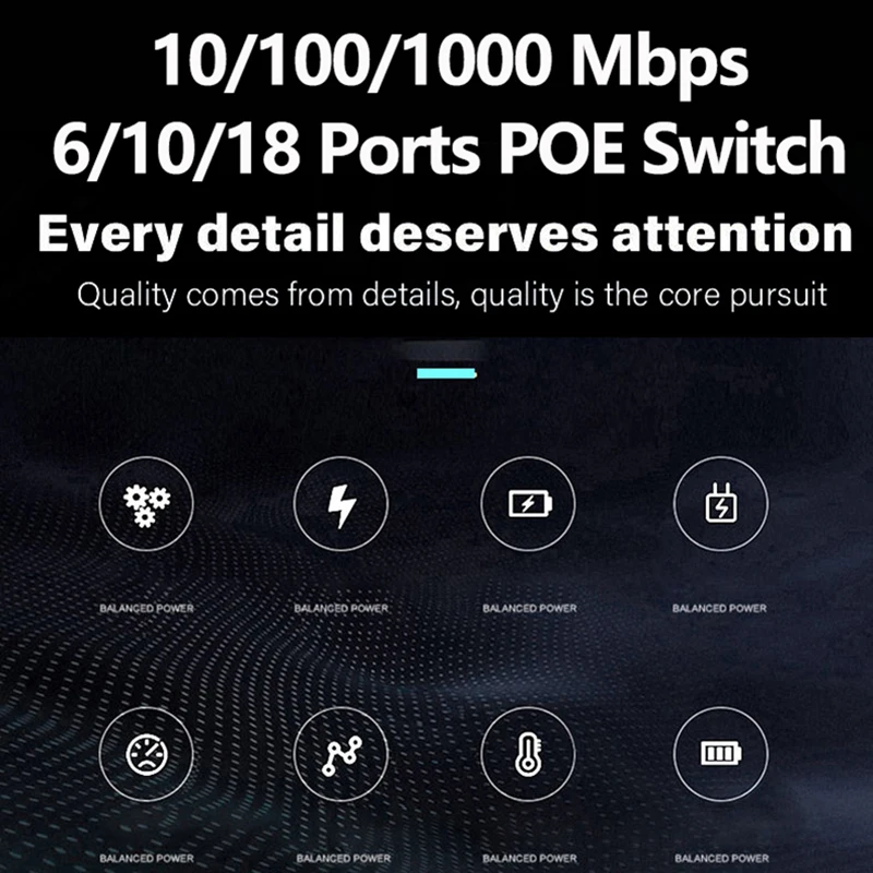 Top Terow 6/10/18 Poorten Poe Switch 100/1000 Mbps Gigabit Netwerk Ethernet Smart Switch 52V Voor Wifi Router/Ip Camera/Draadloos