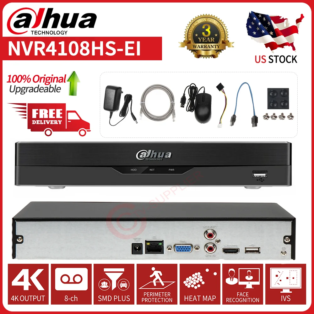 

Dahua Wizsense NVR4108HS-EI 8Channels 4-Series 1-Bay 1U 1HDD AI NO-PoE NVR H265 HDMI VGA Network Video Recorder