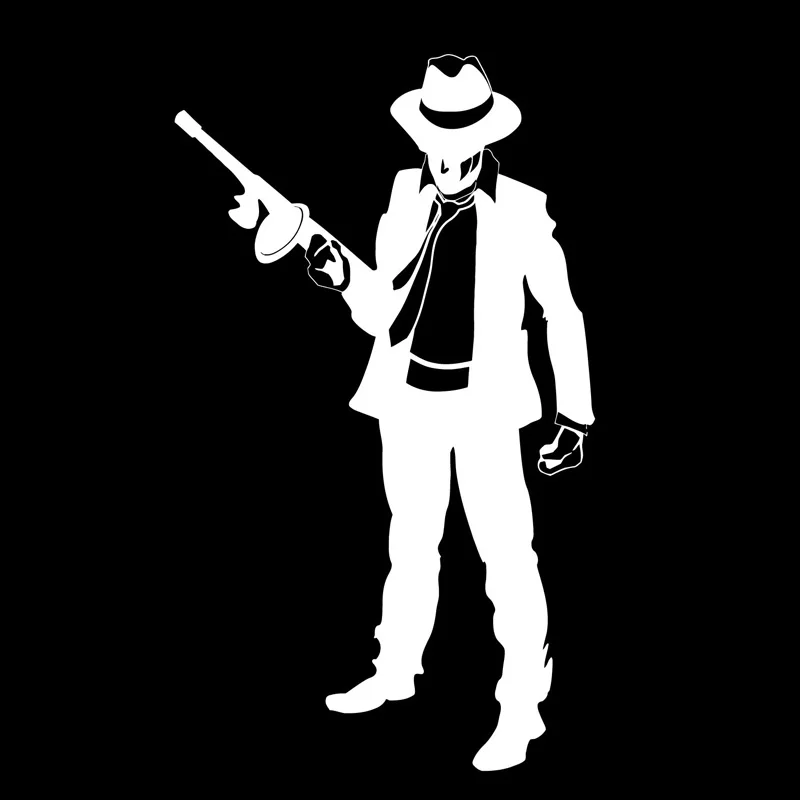 Mafia Gangster Gun Bandit Decals High Quality Car Decoration Decals Personalized Pvc Waterproof Decals Black/white, 17cm*10cm