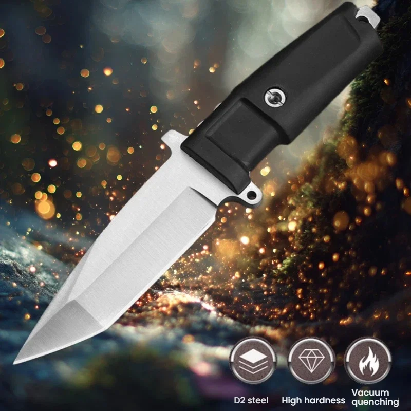 

Портативный короткий нож из нержавеющей стали для кемпинга на открытом воздухе и самоподъемный инструмент для выживания, который прочный и острый с ножнами