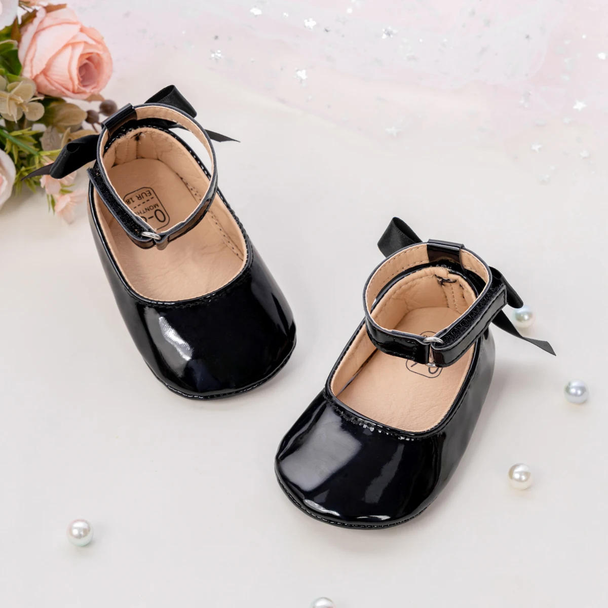 Baby Mädchen Mary Jane Ballerinas aus Lackleder mit Schleife, Prinzessinnen-Kleiderschuhe, rutschfeste weiche Sohle, für Kleinkinder, Prewalker, Party – Detail 28